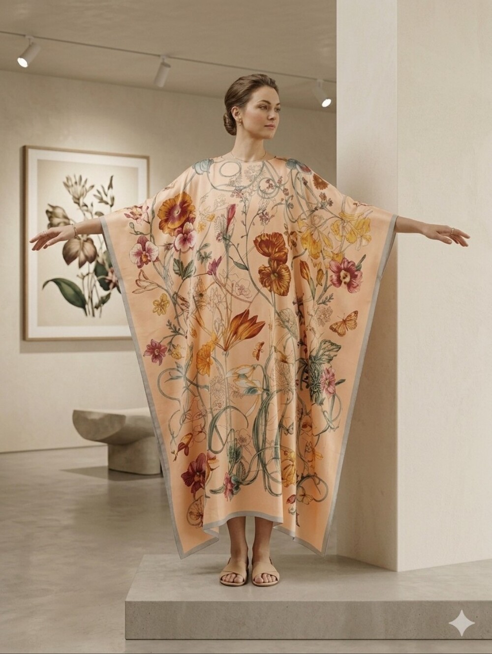 Source Unknown Peach Floral Maxi Dress